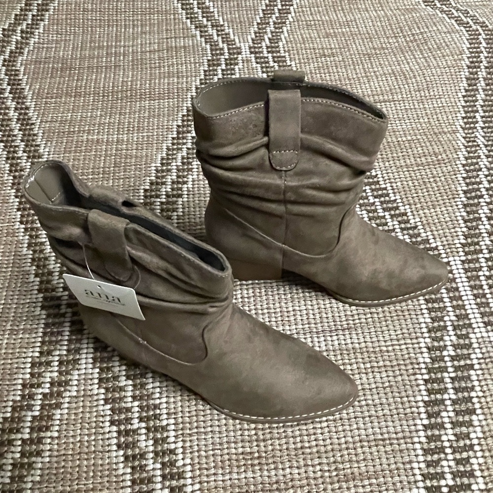Suede Ankle Boots - Taupe